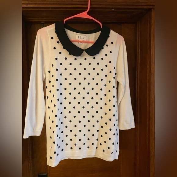 Elle Polka Dot Sweater Black and White size small - Picture 1 of 7
